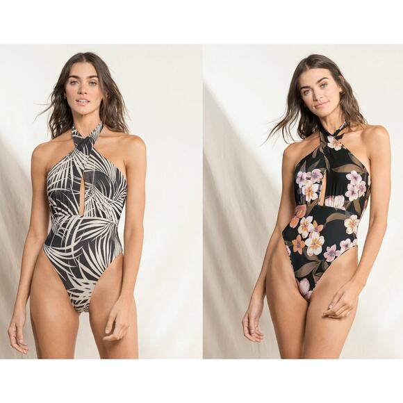 Maaji Areca Palm Nunik Plunge Reversible One Piece Bathing Suit Womens Medium - Picture 1 of 9